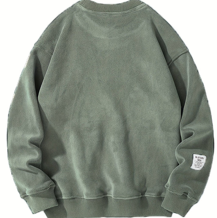 Casual Round Neck Pullover With Embroidered Letters For Men