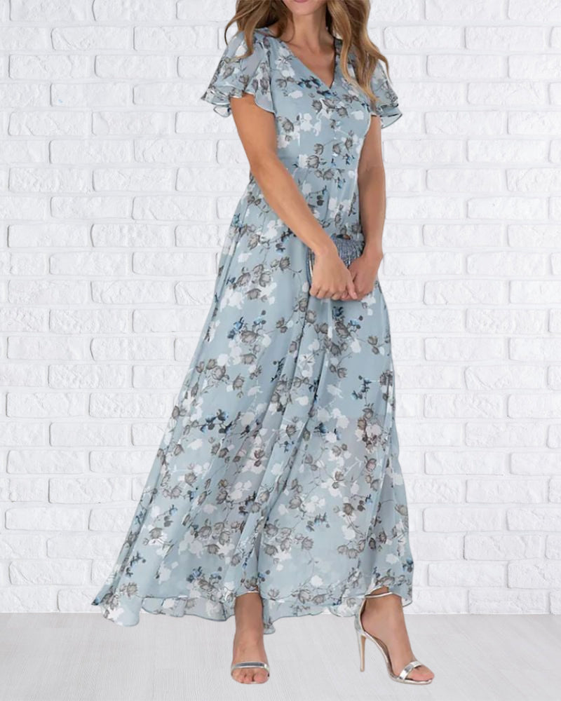 Kjole Ina pour Femme – Elegant chiffonkjole med flæser og luftig pasform til sommer eller fester