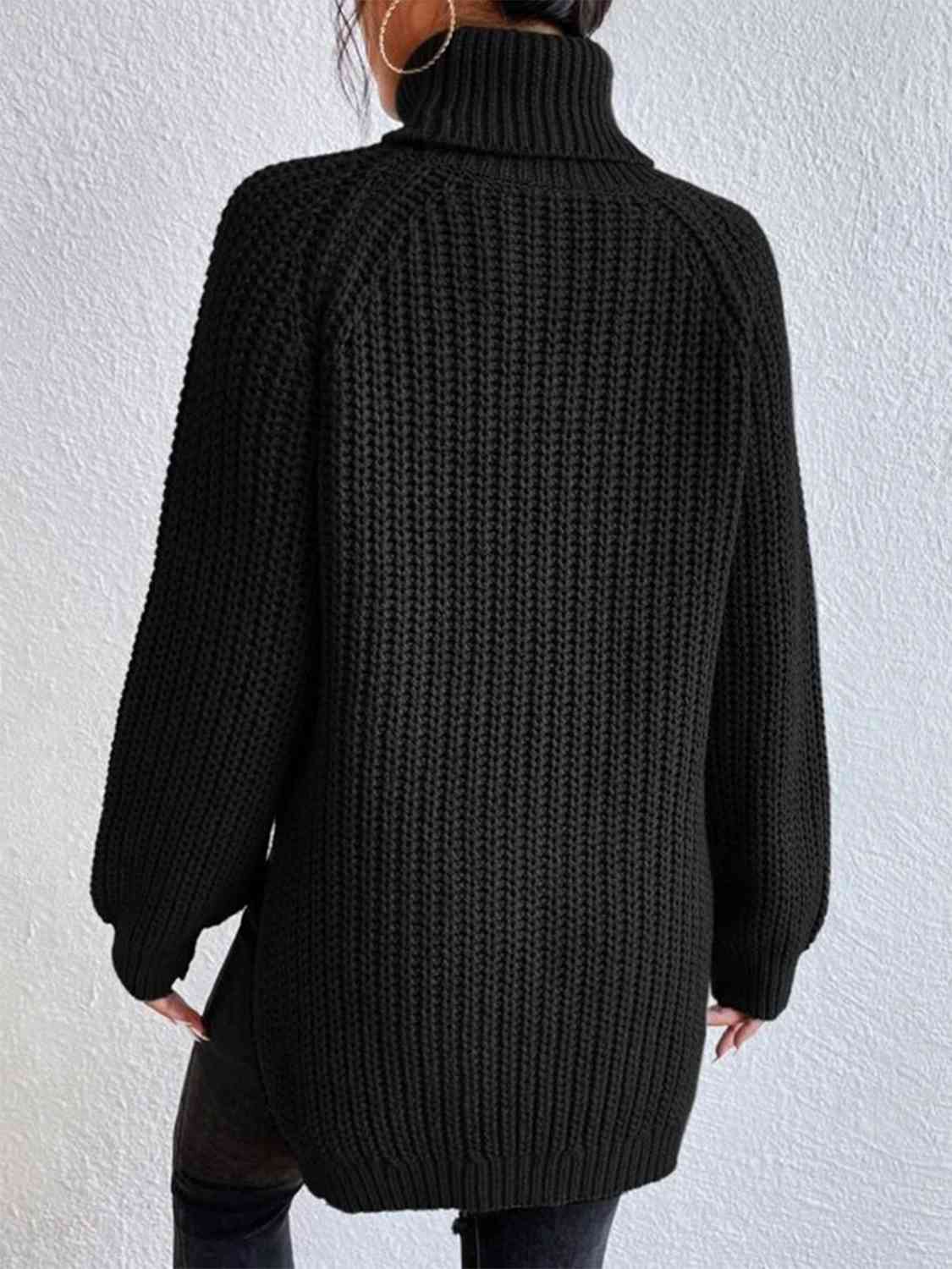 Angela Pull Femme – Pletený rolák s bočním rozparkem, elegantní pro podzim/zimu