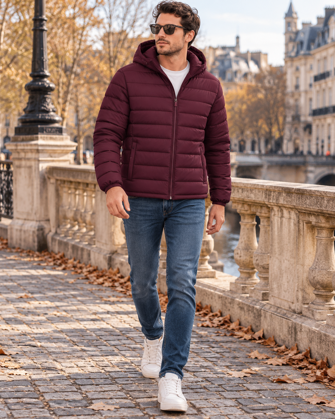 Zandro Doudoune Homme Légère à Capuche avec Doublure Matelassée et Poches Zippées