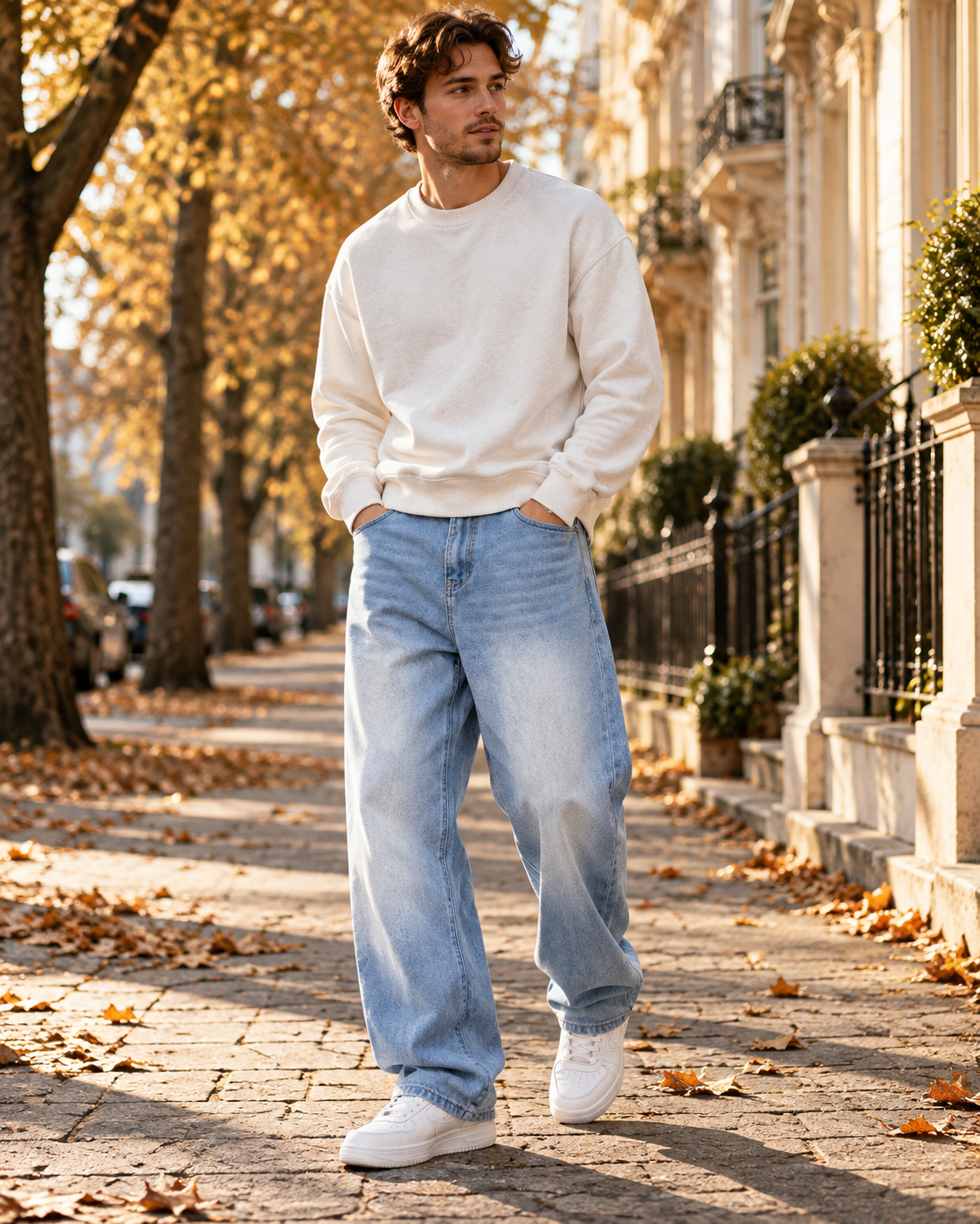 Nikolai Pánské baggy džíny se širokými nohavicemi – ležérní streetwearový střih a pružný denim 340 GSM