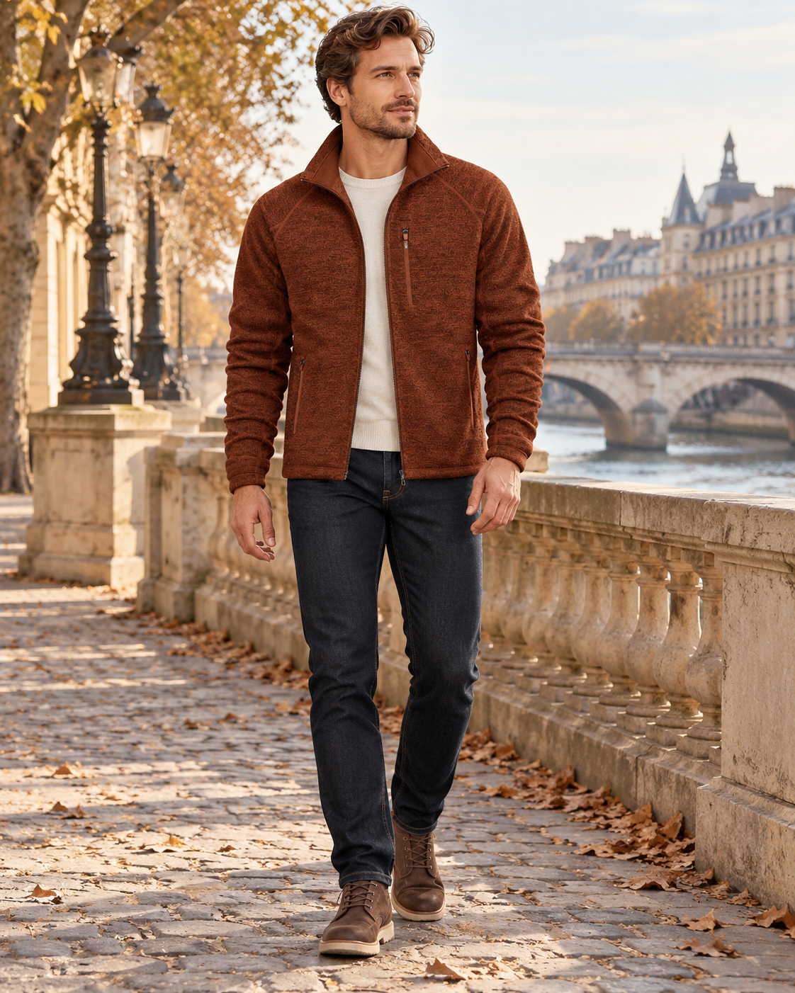 Crisanto Fleecejacke für Herren – Leichter, lässiger Mantel mit Reißverschluss und Stehkragen