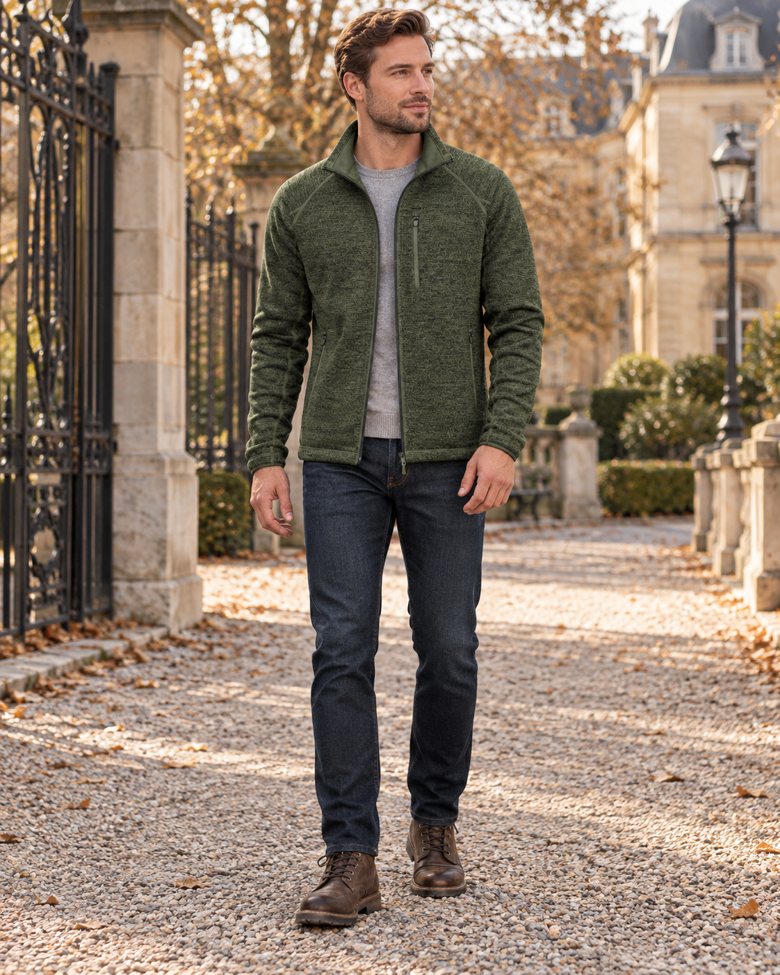 Crisanto Fleecejacke für Herren – Leichter, lässiger Mantel mit Reißverschluss und Stehkragen