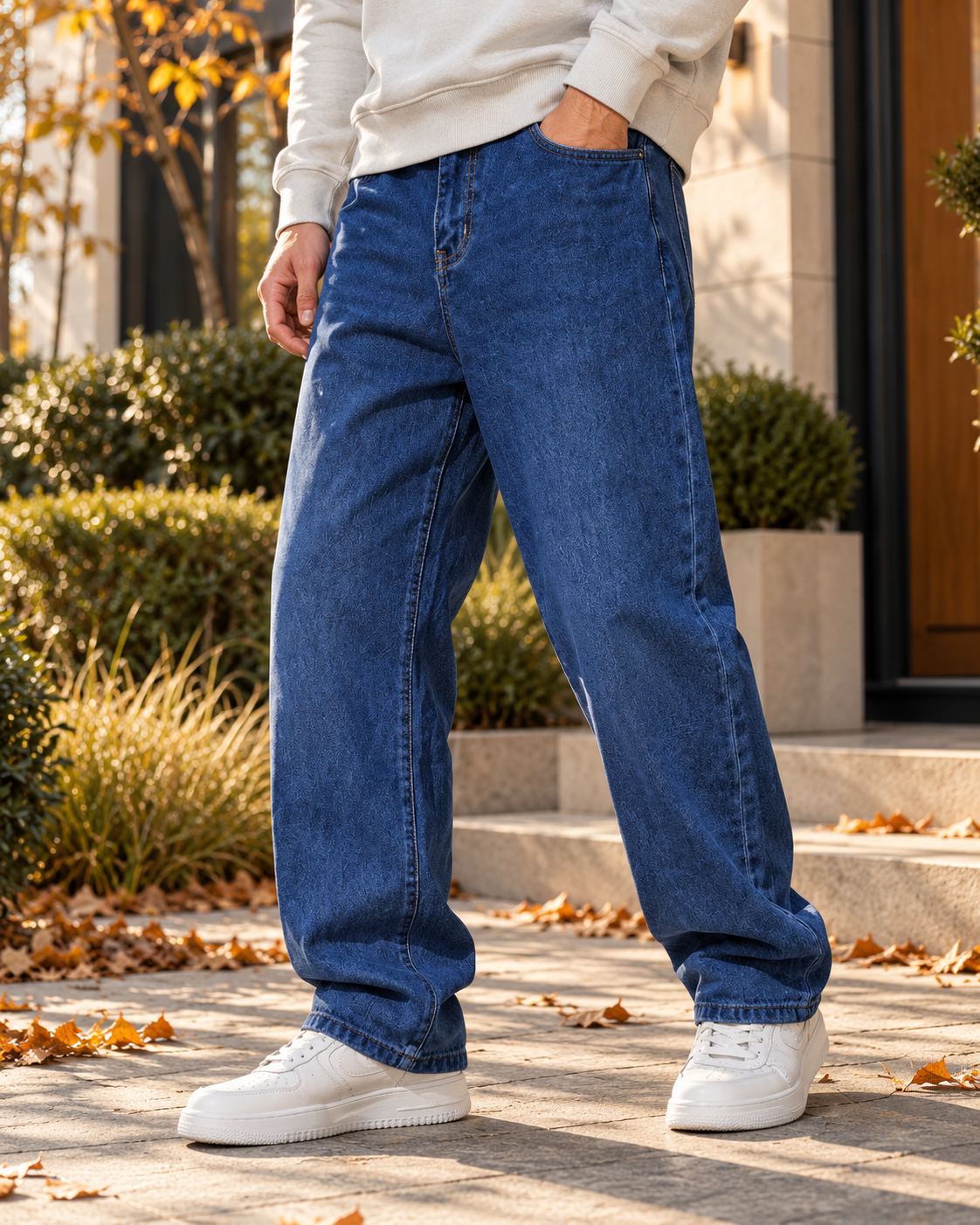Nikolai Pánské baggy džíny se širokými nohavicemi – ležérní streetwearový střih a pružný denim 340 GSM