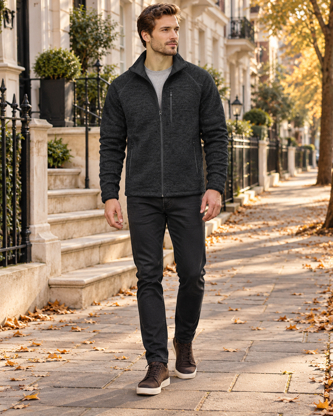 Crisanto Fleecejacke für Herren – Leichter, lässiger Mantel mit Reißverschluss und Stehkragen