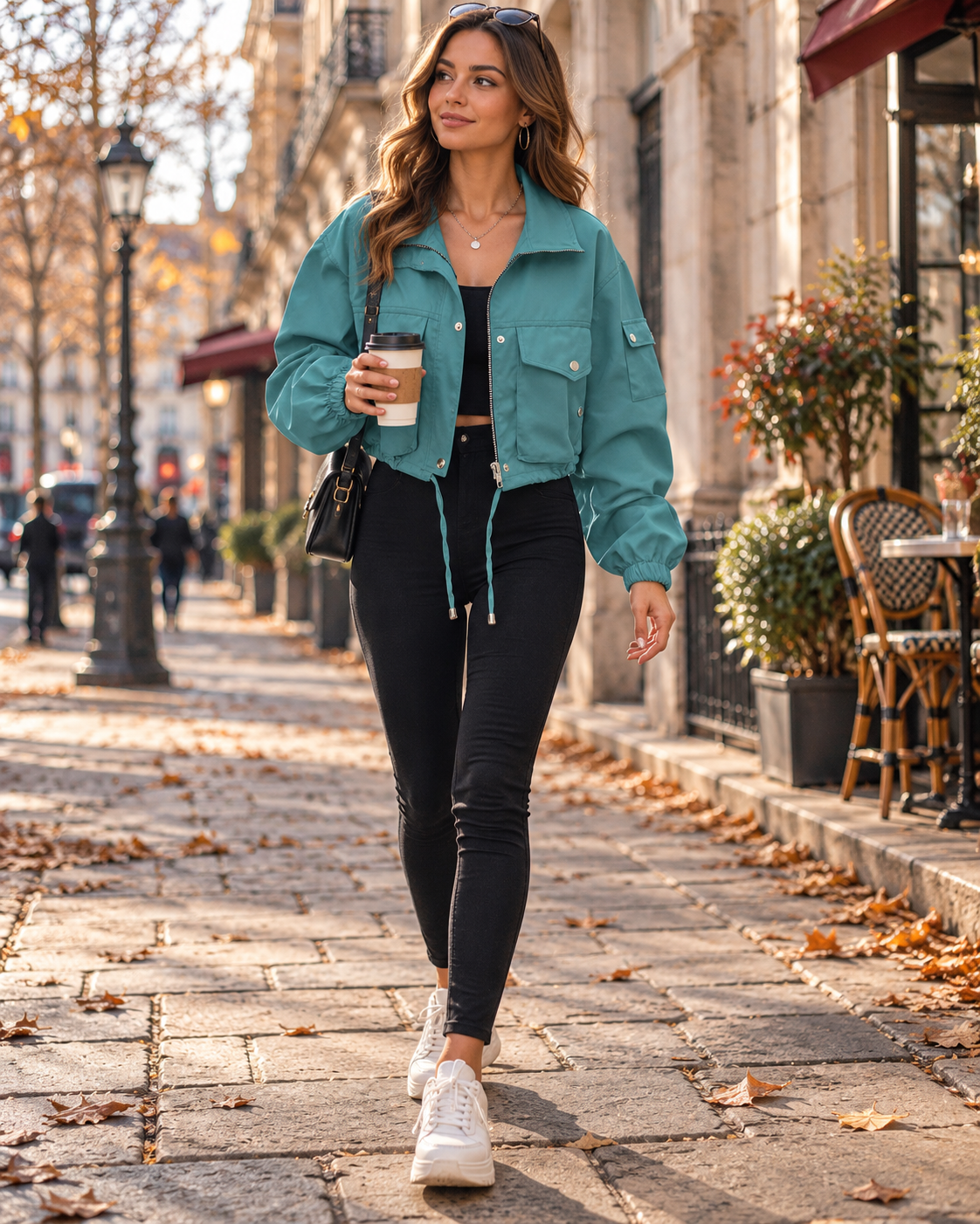 Bianca Kurze, leichte Damen-Cargojacke mit Reißverschluss und praktischen Taschen
