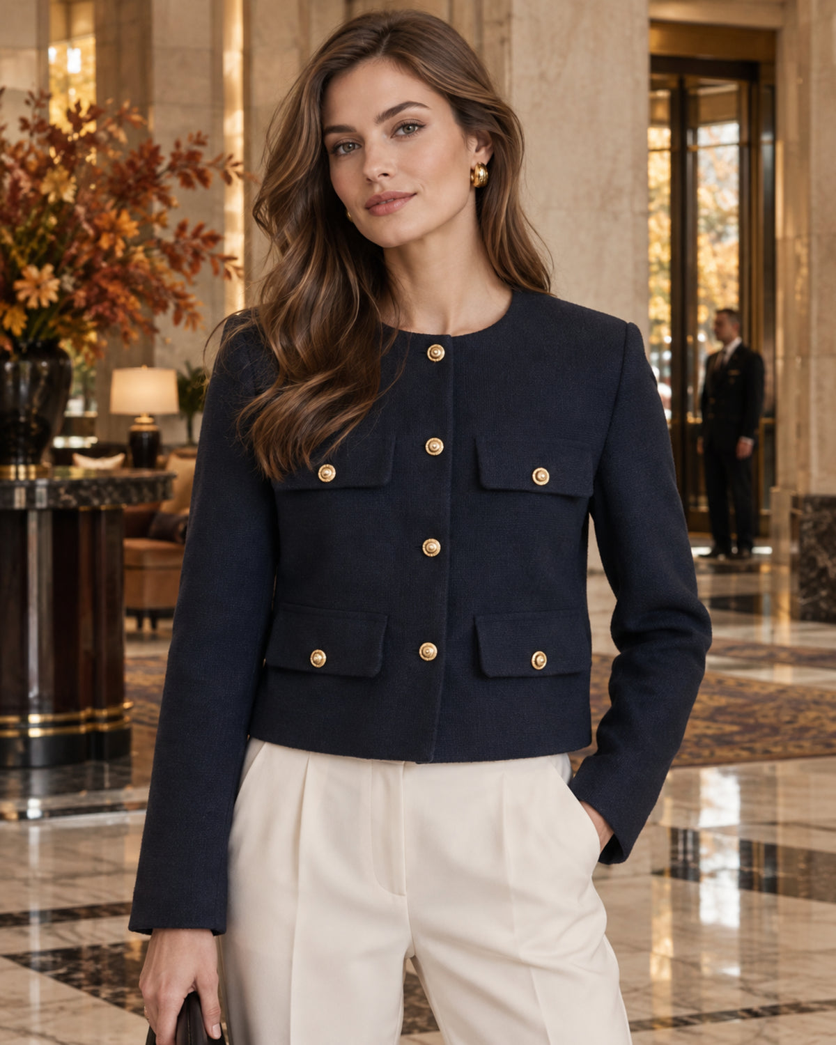 Giacca di lusso da donna Sara - Giacca aderente con bottoni dorati e silhouette elegante