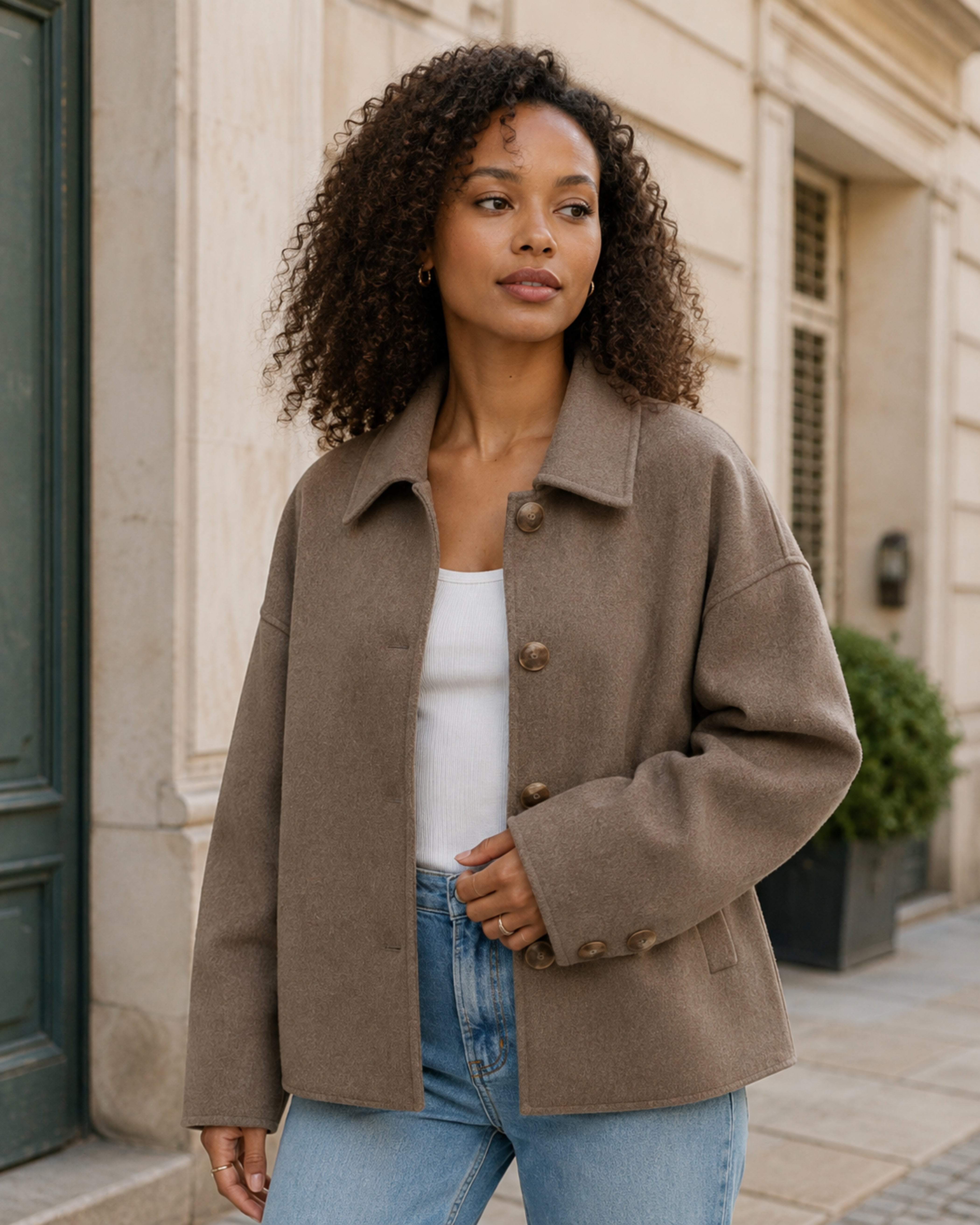 Hélène Manteau Oversize Γυναικείο από Μάλλινο Μείγμα – Δομημένη Γραμμή & Σύγχρονη Κομψότητα