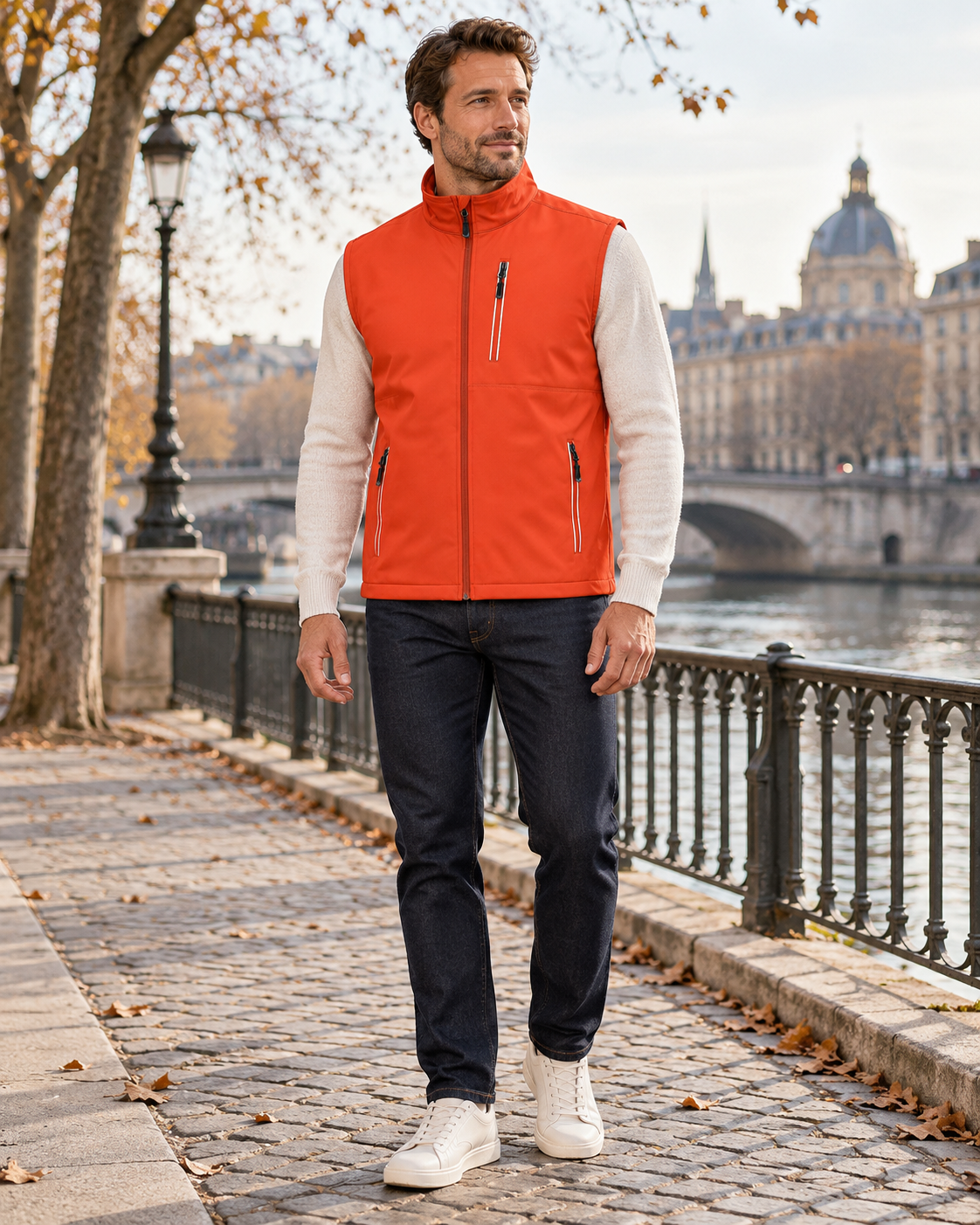 Tristan Gilet homme softshell coupe-vent léger avec col montant et six poches pratiques