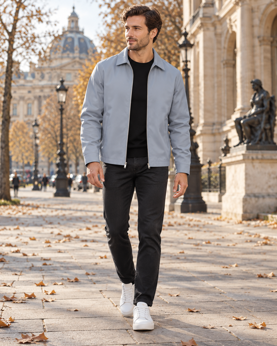 Iñigo Leichte, wasserabweisende und winddichte Herrenjacke mit Reißverschluss, klassischem Kragen und Taschen