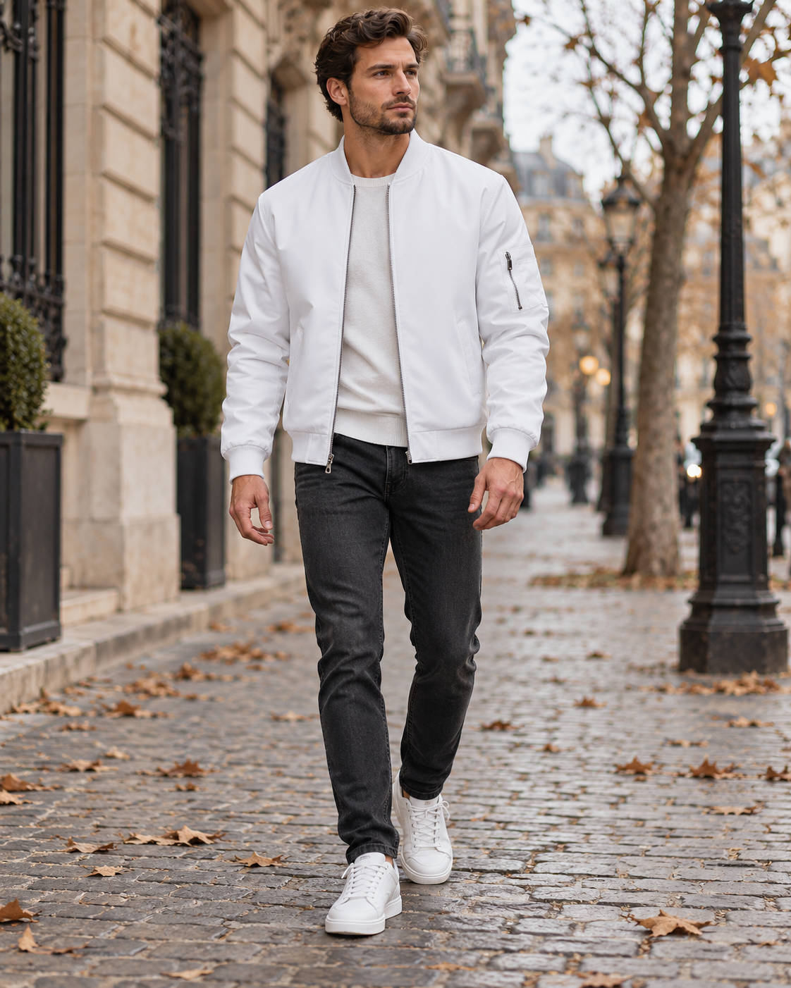 Darius - Blouson bomber homme léger en polyester, col montant côtelé et poches zippées
