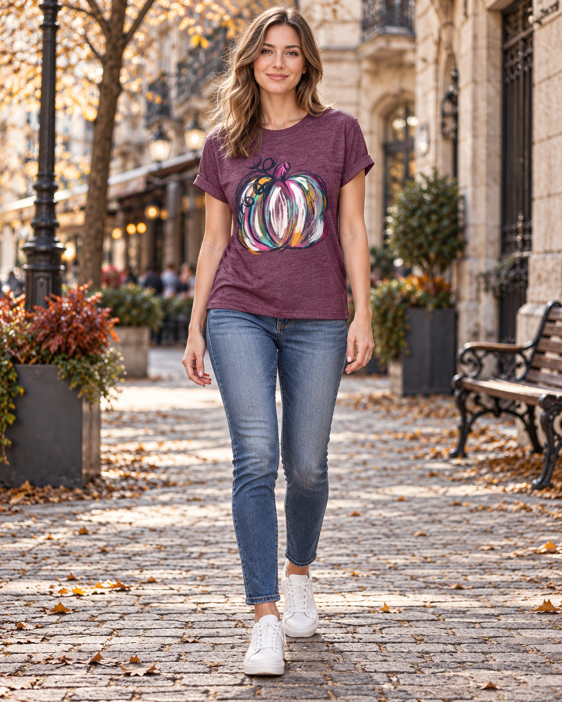 Nerissa T-shirt di Halloween da donna con fantasmi e fiori, girocollo e maniche corte