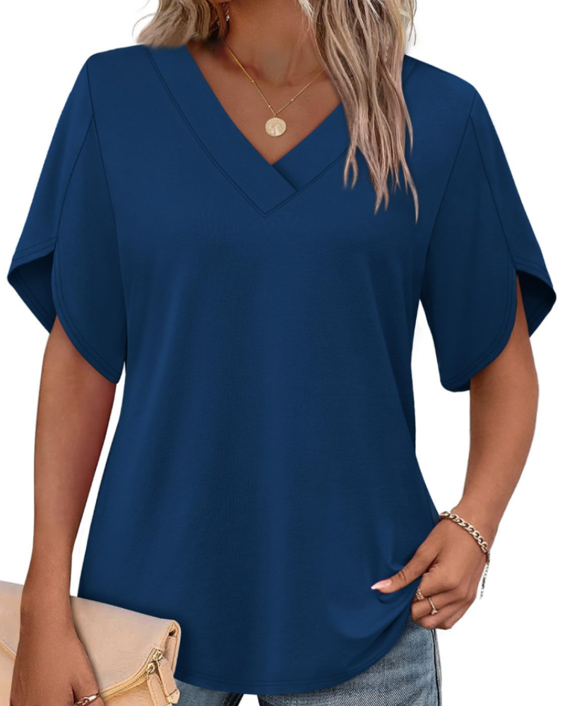 Ayla Top Femme – Bluse mit V-Ausschnitt und eleganten Flügelärmeln, luftiger Sommer-Schnitt