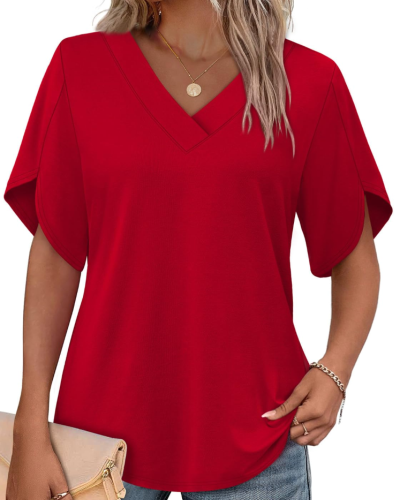 Ayla Top Femme – Bluse mit V-Ausschnitt und eleganten Flügelärmeln, luftiger Sommer-Schnitt