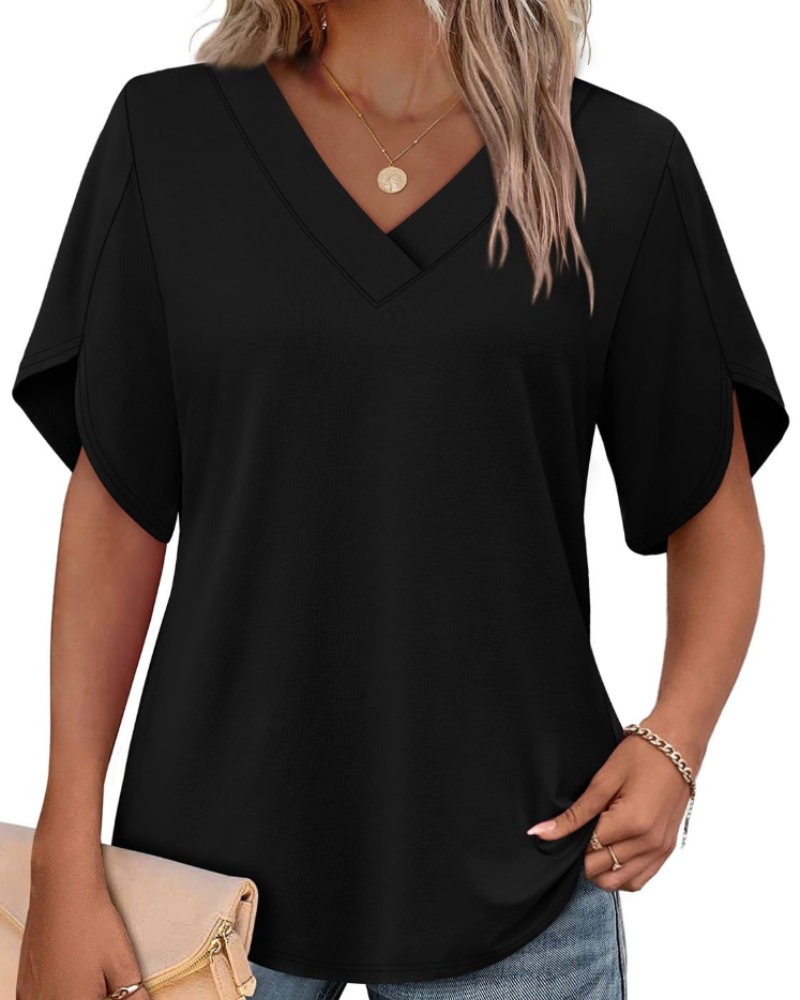 Ayla Top Femme – Bluse mit V-Ausschnitt und eleganten Flügelärmeln, luftiger Sommer-Schnitt