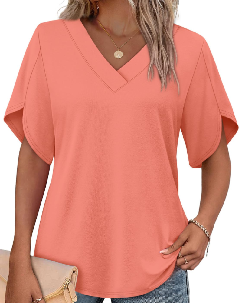Ayla Top Femme – Bluse mit V-Ausschnitt und eleganten Flügelärmeln, luftiger Sommer-Schnitt