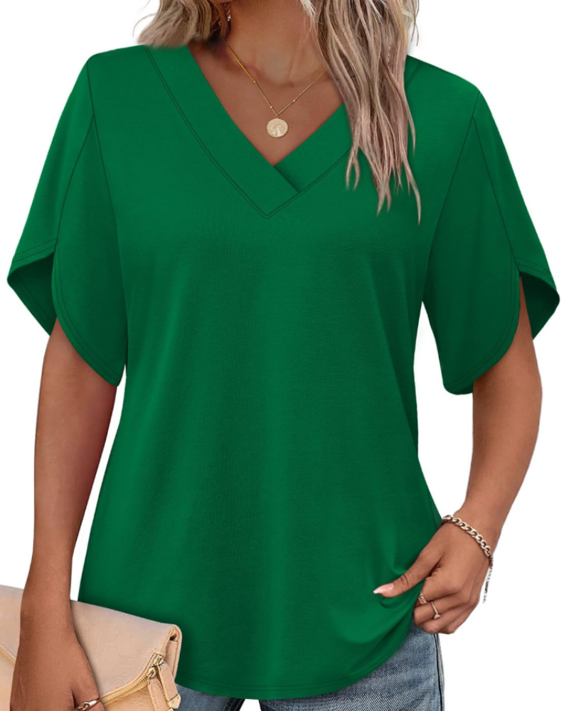 Ayla Top Femme – Bluse mit V-Ausschnitt und eleganten Flügelärmeln, luftiger Sommer-Schnitt