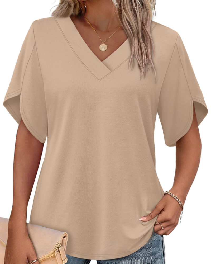 Ayla Top Femme – Bluse mit V-Ausschnitt und eleganten Flügelärmeln, luftiger Sommer-Schnitt