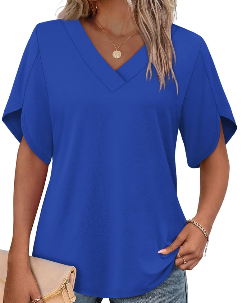 Ayla Top Femme – Bluse mit V-Ausschnitt und eleganten Flügelärmeln, luftiger Sommer-Schnitt