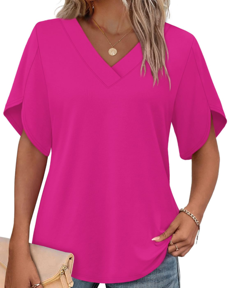 Ayla Top Femme – Bluse mit V-Ausschnitt und eleganten Flügelärmeln, luftiger Sommer-Schnitt
