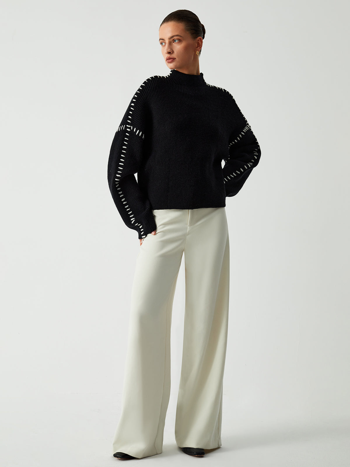 Kayla Pull Femme – Oversize svetr s vysokým límcem z měkké pleteniny, elegantní a pohodlný