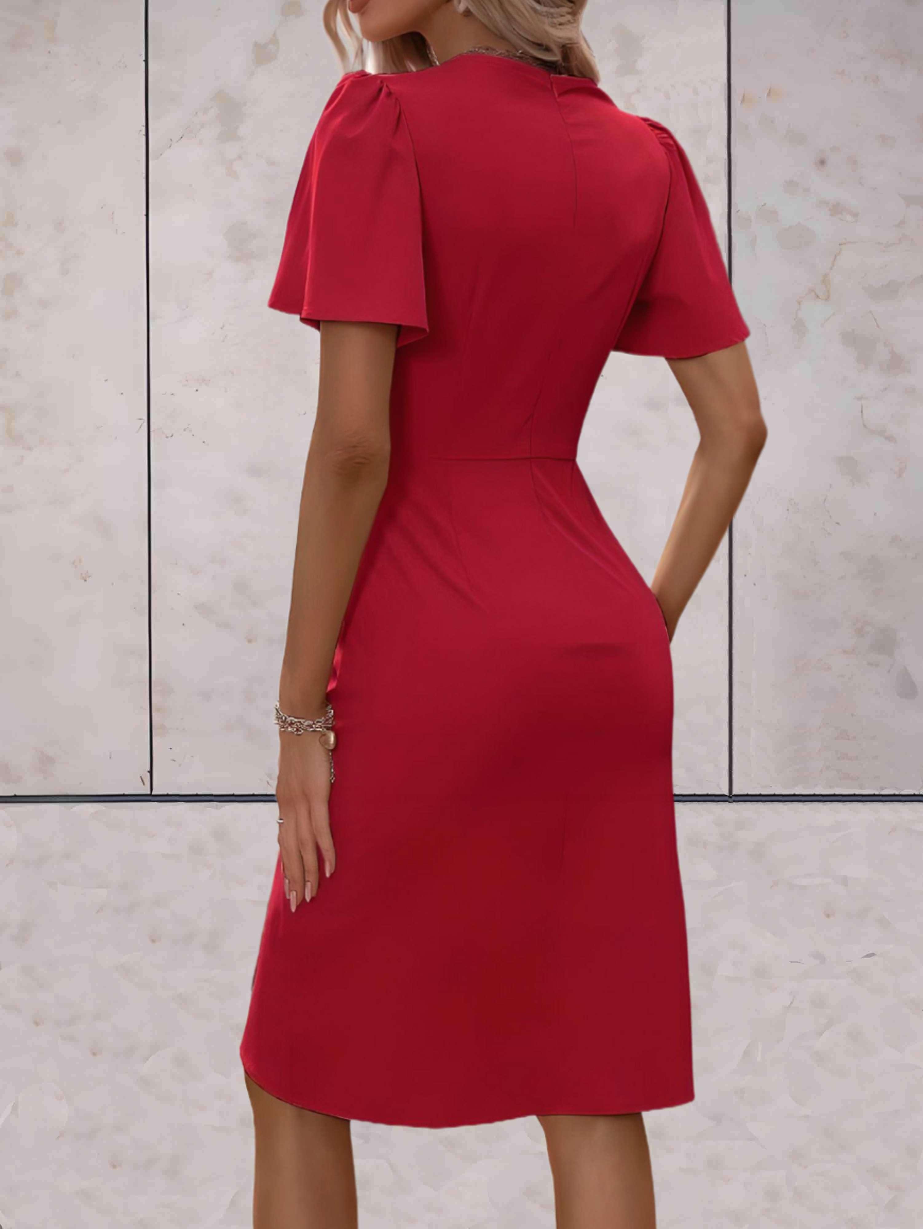 Vestido Envelope Feminino Harper – Vestido Cruzado Elegante com Decote em V e Corte Ajustável para Qualquer Ocasião