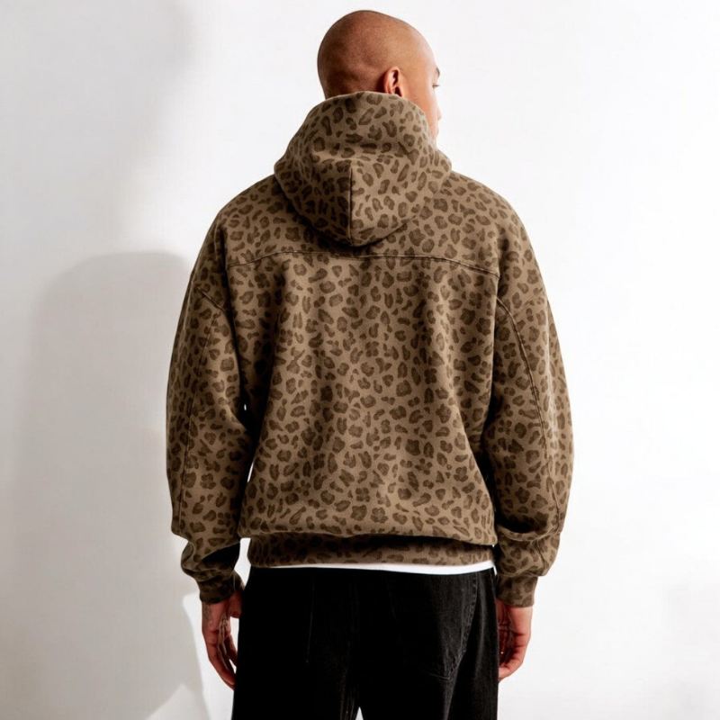 Andrew Sweat à Capuche Bărbați – Croială Lejeră Casual & Model Leopard Modern