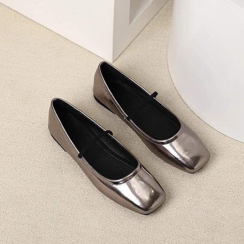 Maggie Ballerines Femme – Elegantní a moderní metalické boty s hranatou špičkou
