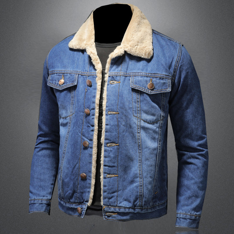 Giacca in denim da uomo Jackson: giacca in denim con fodera calda in stile classico e moderno