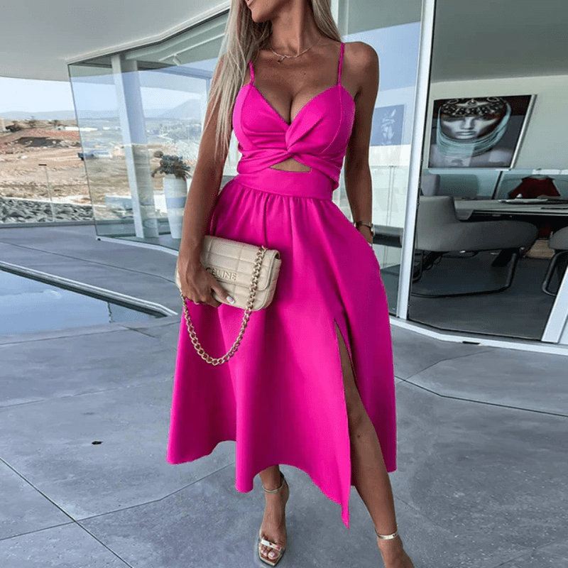 Bibiane Robe Midi Femme – Moderne udskæringer, sidelomme & let flydende nederdel