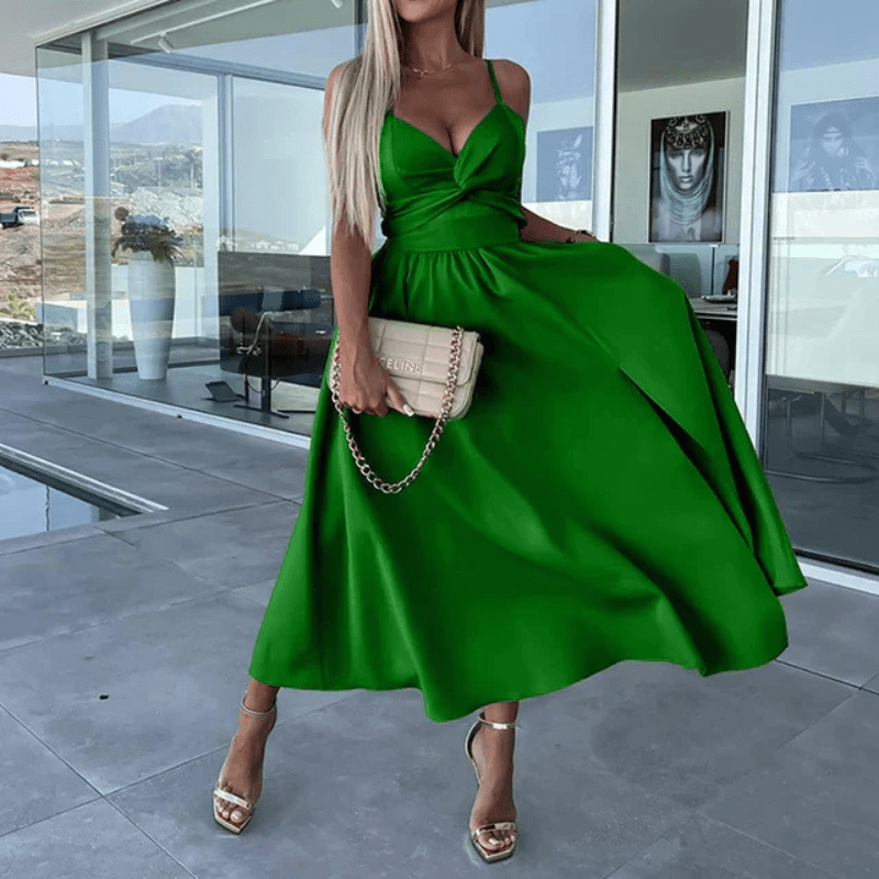 Bibiane Robe Midi Femme – Moderne udskæringer, sidelomme & let flydende nederdel