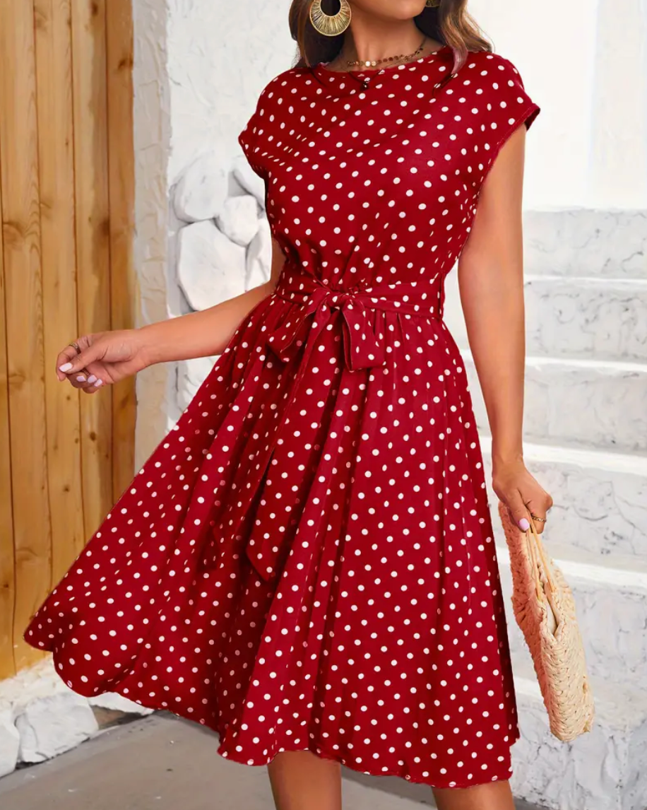 Robe d’Été Femme Thea – Robe Vintage à Pois avec Coupe Fluide & Élégance Intemporelle
