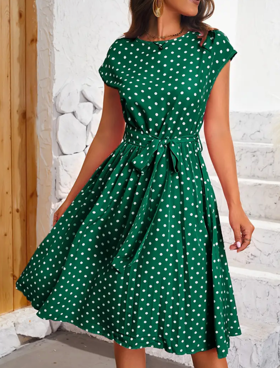 Sommerkjole Dame Thea – Vintage kjole med prikker med flydende snit & tidløs elegance