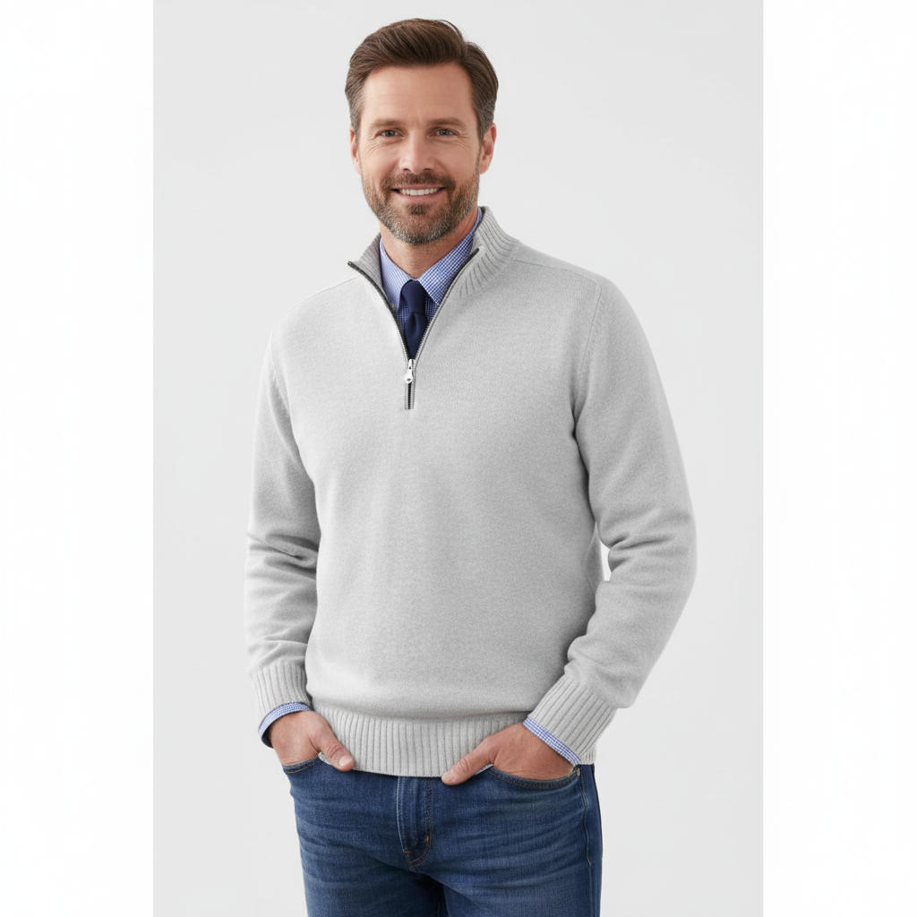 Brad Pull Quarter-Zip Herre – Blød Åndbar Strik med Lynlåshals & Regular Fit
