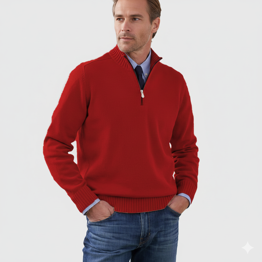 Brad Pull Quarter-Zip Homme – Tricot Doux Respirant avec Col Zippé & Coupe Regular