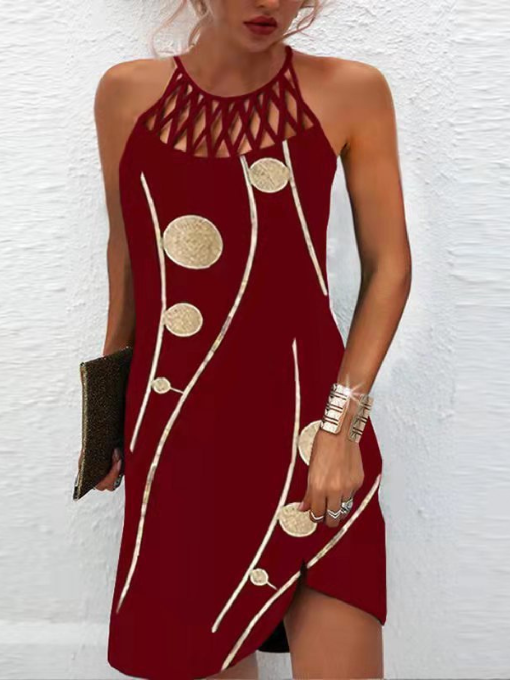 Emily ljetna haljina za žene – haljina s naramenicama na vrat s tropskim uzorkom i prozračnim krojem za plažu i doručak