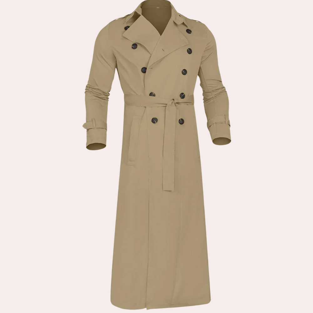 Laurence Trenchcoat Homme – Longue Veste Imperméable avec Coupe Classique & Style Élégant