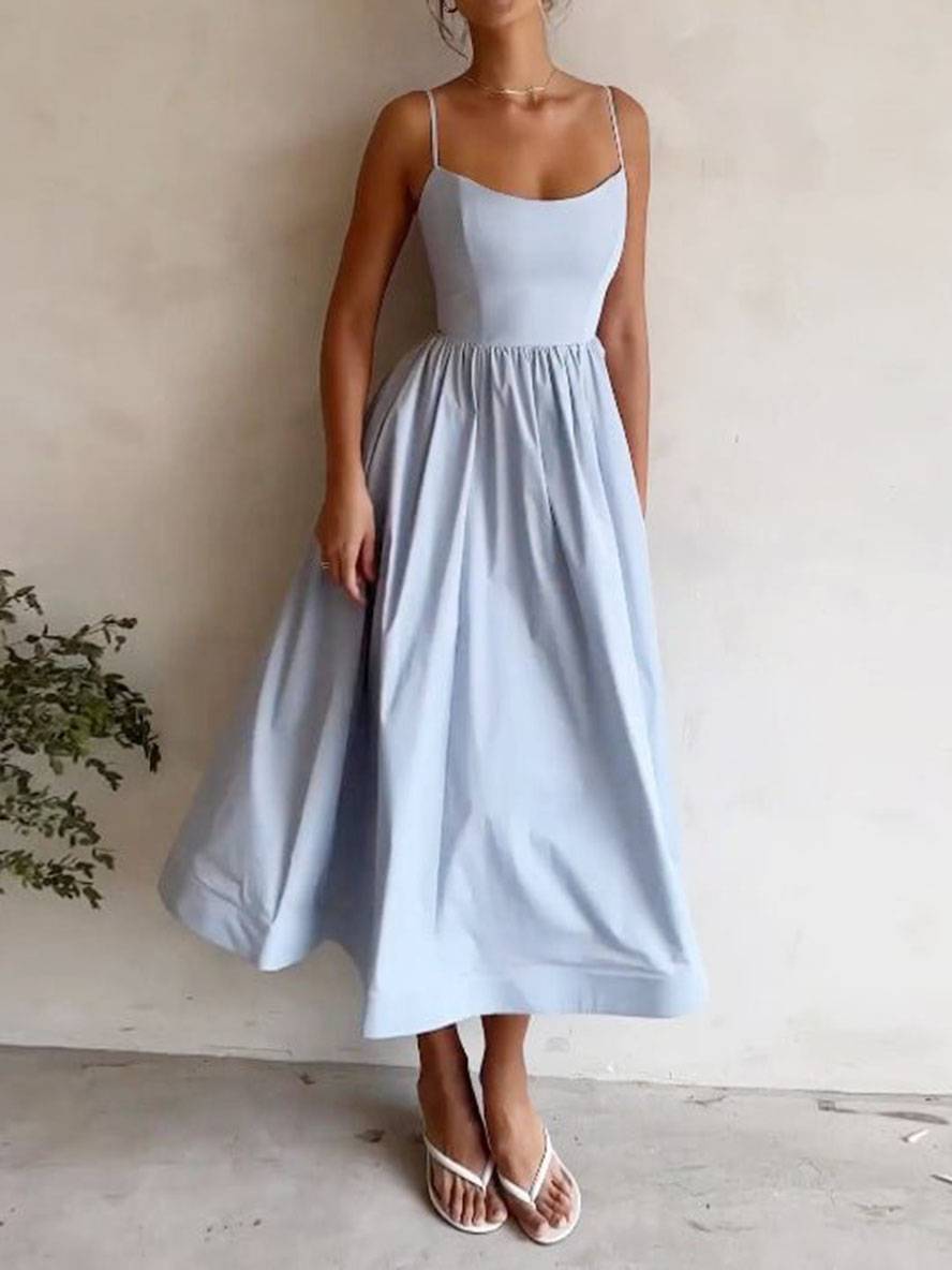 Daisy Naisten Juhlapuku – Polvipituinen A-linjainen Mekko Korsetin, Ohuet Olkaimet ja Paljas Selkä