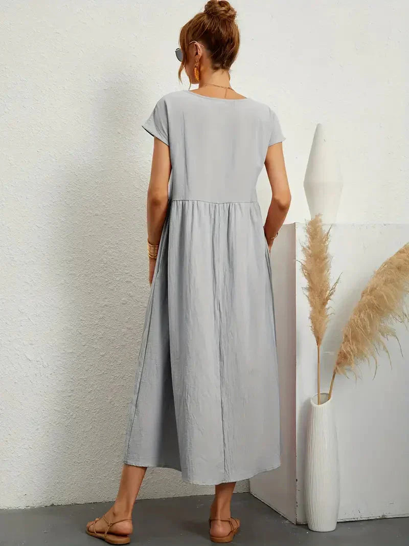 Melody Long Dress Woman – Lightweight Summer Dress in Blended Cotton with Elegant Cut & Timeless Style