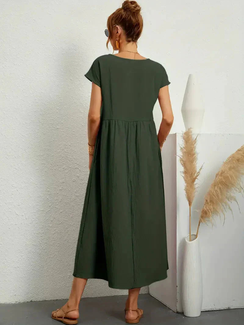 Melody Long Dress Woman – Lightweight Summer Dress in Blended Cotton with Elegant Cut & Timeless Style