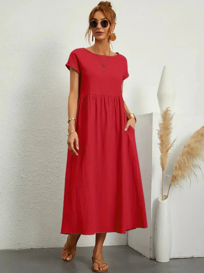 Melody Long Dress Woman – Lightweight Summer Dress in Blended Cotton with Elegant Cut & Timeless Style