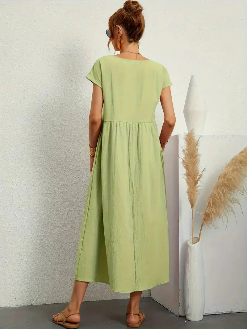 Melody Long Dress Woman – Lightweight Summer Dress in Blended Cotton with Elegant Cut & Timeless Style