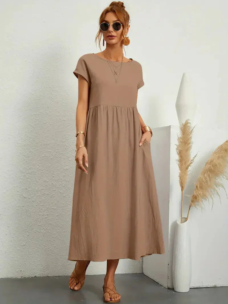 Melody Long Dress Woman – Lightweight Summer Dress in Blended Cotton with Elegant Cut & Timeless Style