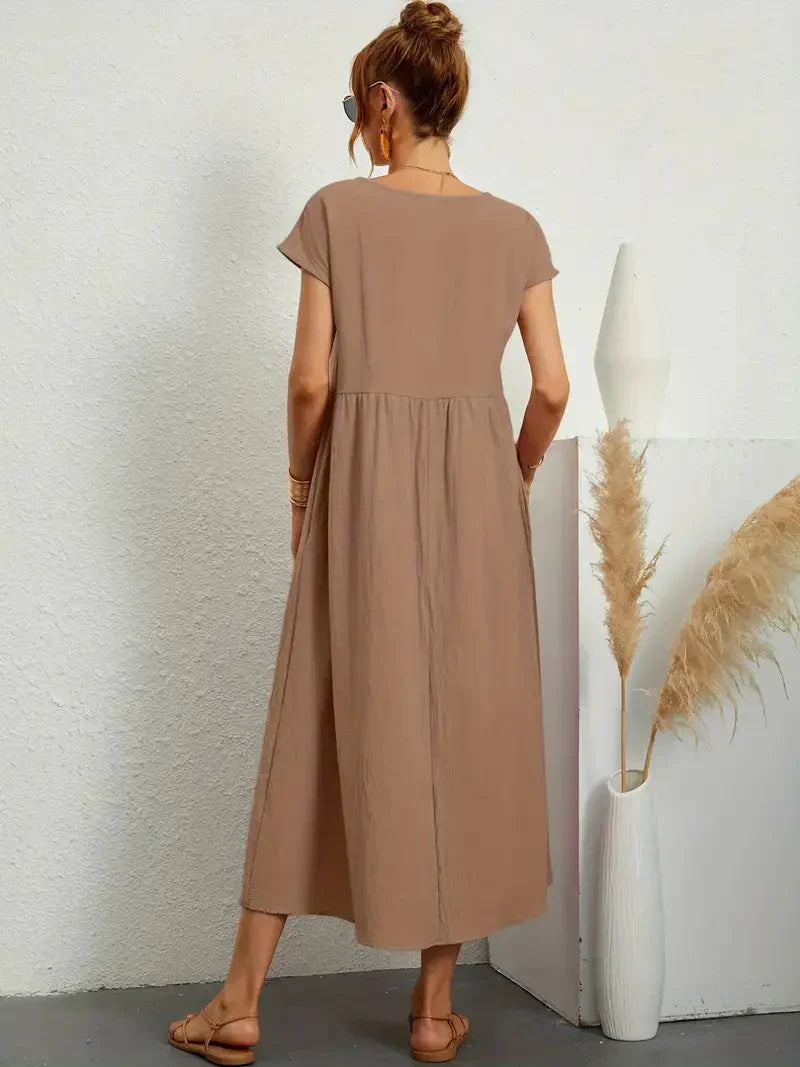 Melody Long Dress Woman – Lightweight Summer Dress in Blended Cotton with Elegant Cut & Timeless Style