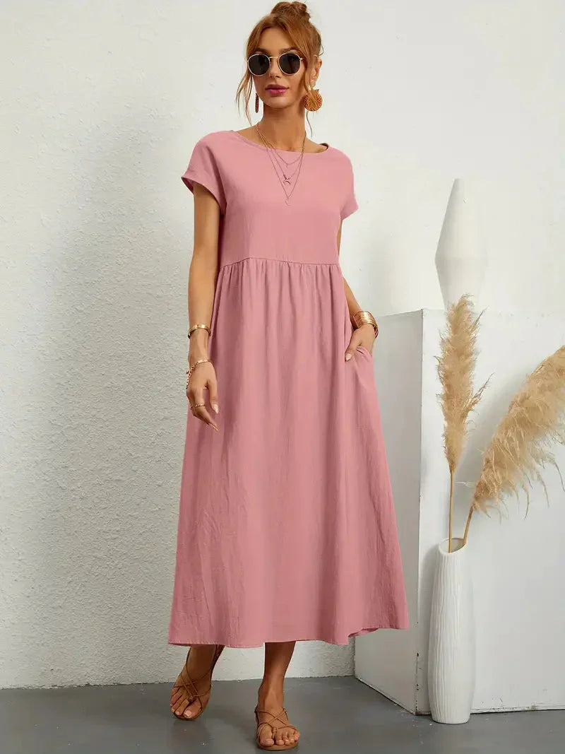 Melody Long Dress Woman – Lightweight Summer Dress in Blended Cotton with Elegant Cut & Timeless Style