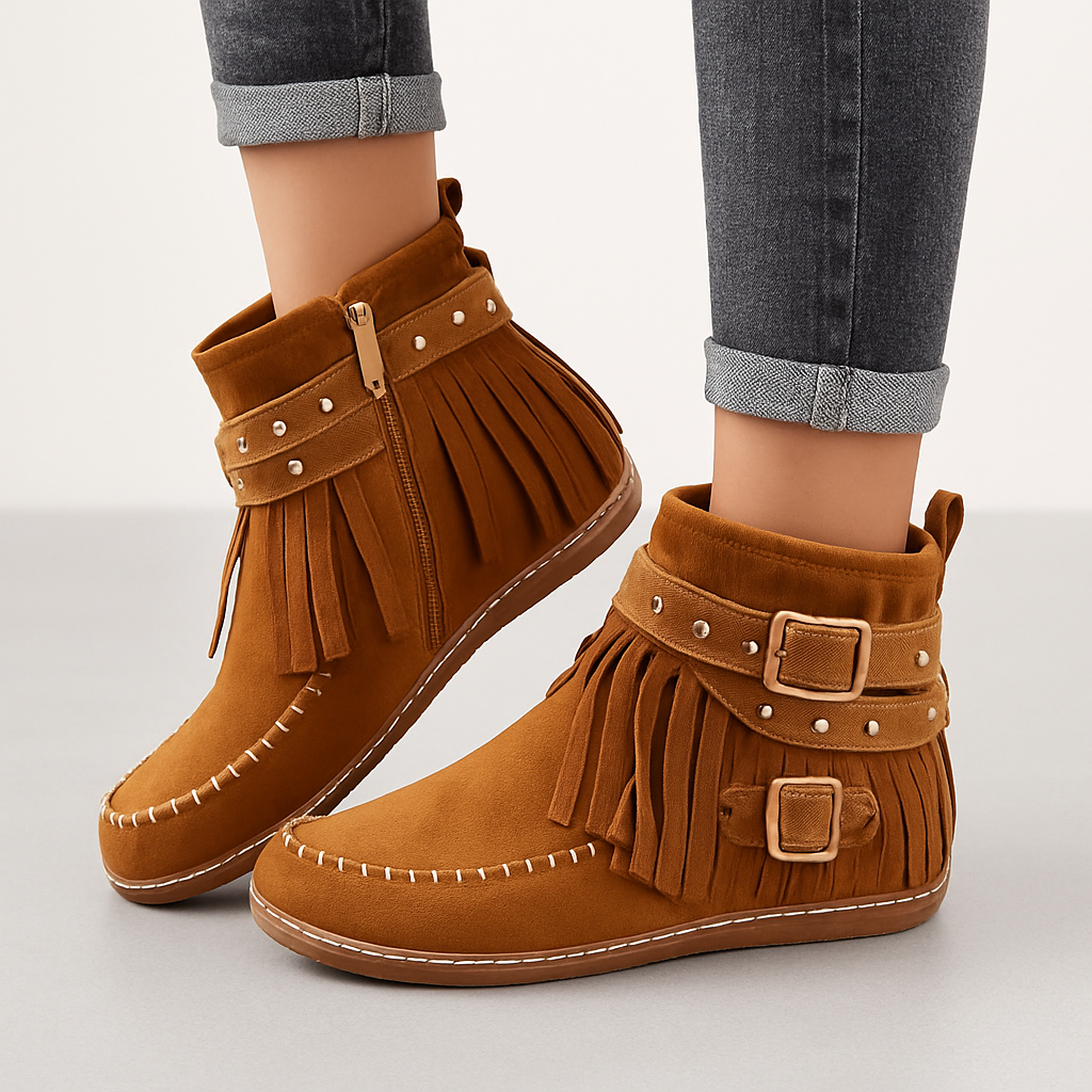 Joelle Vinterstøvler Dame – Varme Støvler i Semsket Skinn med Pelsfôr & Memory Foam Såle