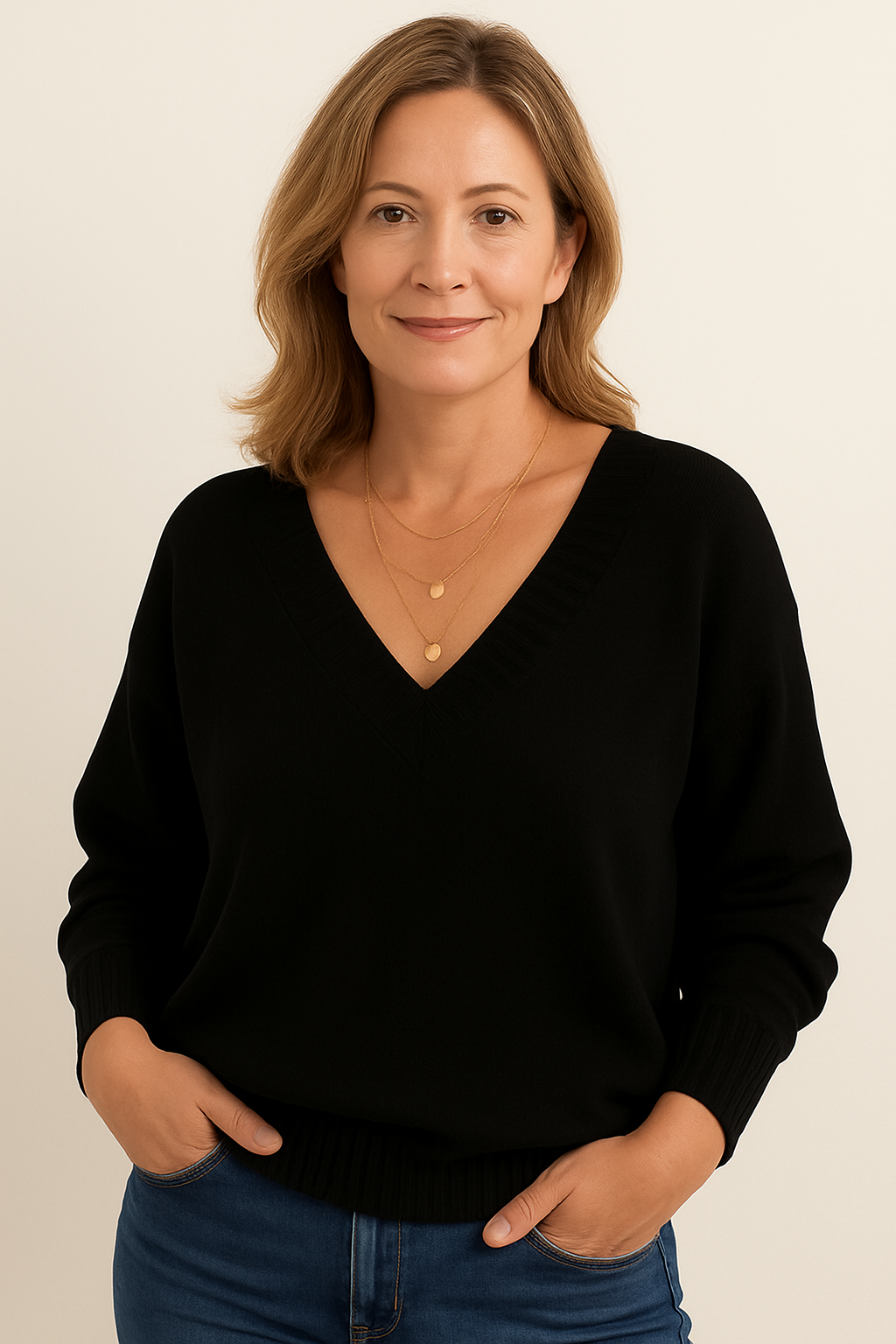 Zeyann Suéter de Cachemira con Cuello en V para Mujer – 100 % Cachemira Premium con Corte Suave, Cálido y Clásico