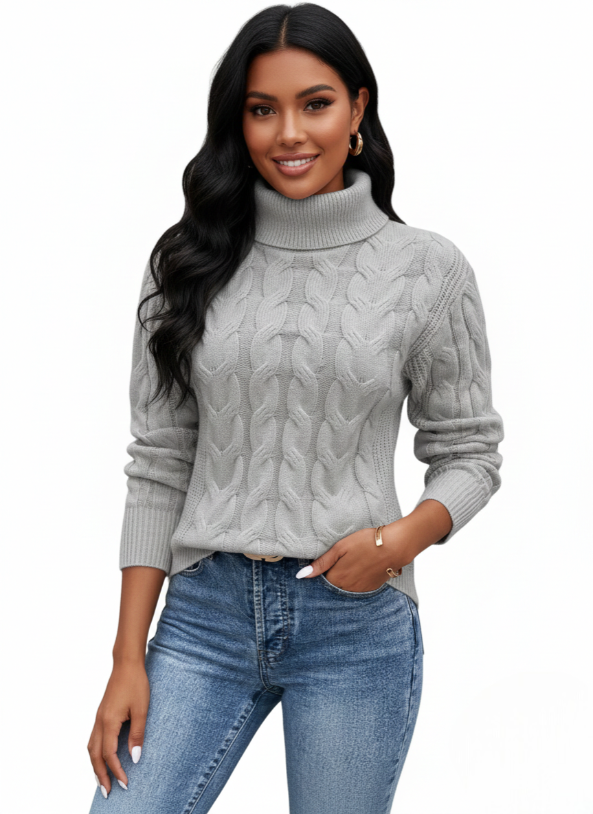 Chelsey Women's Cable Knit Sweater – Warm Elegant Knit with Classic Pattern