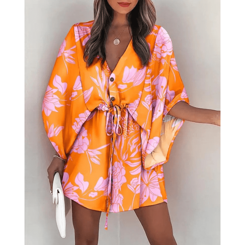 Robe Mini Bohème Cilla Kukallinen Lyhythihainen Kesäkimono