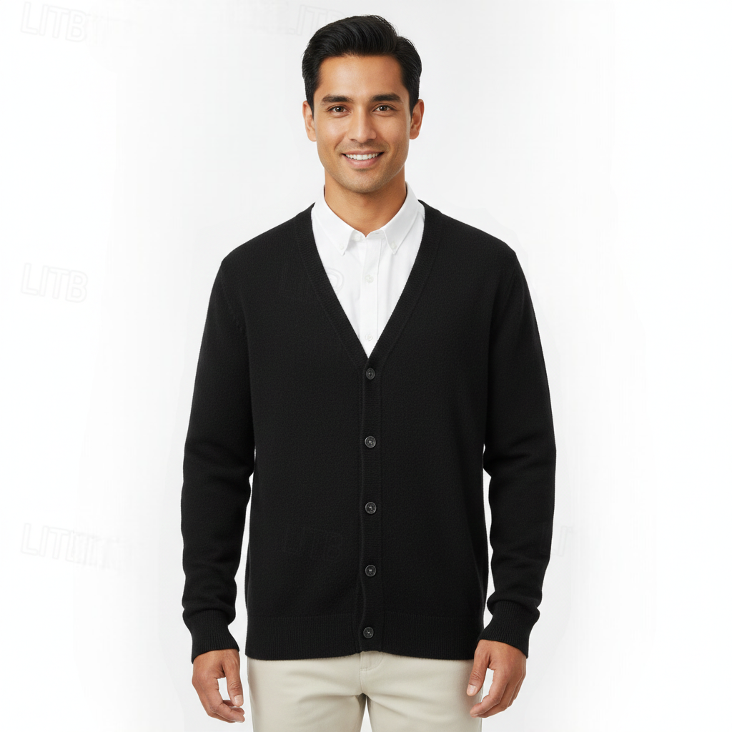 Pánský svetr Cliff s výstřihem do V – zapínání na knoflíky, regular střih a elegantní klasický styl